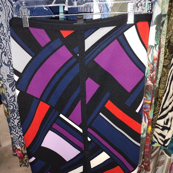 Worthington WOMENS SZ 24 Geometric abstract pencil skirt *2 Way Stretch - Picture 1 of 2